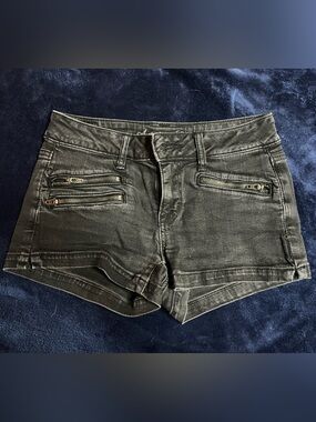 American Eagle Outfitters Black Washed Denim Low Rise Jean Shorts
